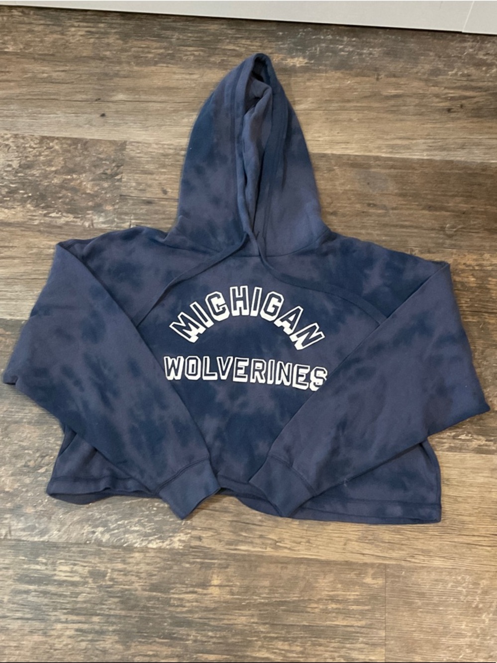 AE Tailgate Navy reverse dye. Pullover cropped  Hoodie with White Lettering